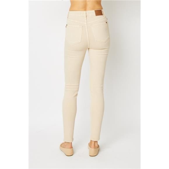 NWT Judy Blue Full Size Garment Dyed Tummy Control Skinny Jeans, in Bone 0-24W - Picture 2 of 7